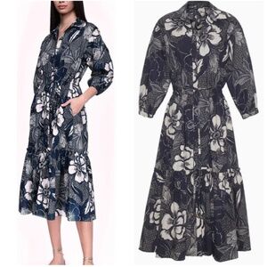 NEW Cara Cara Hutton Midi Dress - Black/White Floral